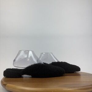 New Womens Yosi Samra Jessy Black Faux Shearling Scuff Slippers Mule Size 10 M